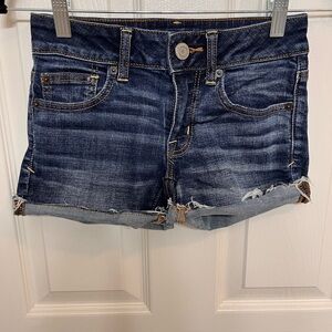 Denim shortie shorts